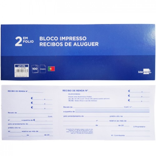 Bloco Recibos Renda para Particulares e Comerciais