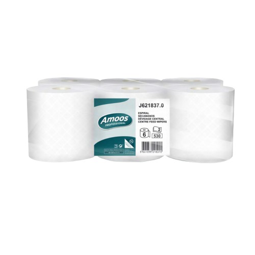 Rolo Toalhas Mão 175mx20cm 16,5g 2Fls Amoos Picotado 6un