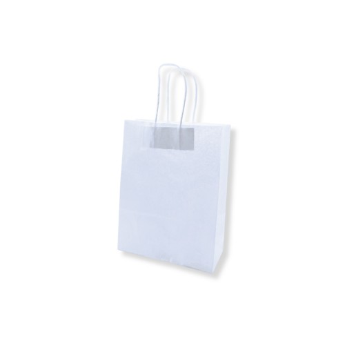 Saco 18x08x24cm Papel Branco c/Asas 100g 1un