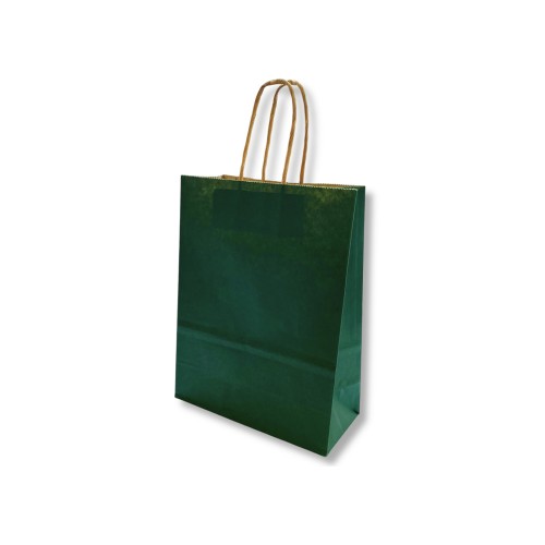 Saco 24x10x32cm Papel Verde Escuro c/Asas 100g 1un