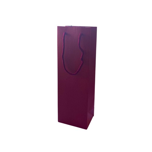 Saco 1 Garrafa 210g 12x09x36cm c/Asas Cordão Papel Bordeaux