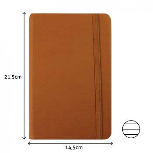 Bloco Notas Pautado 21,5x14,5cm Semi Pele Camel 116Fls