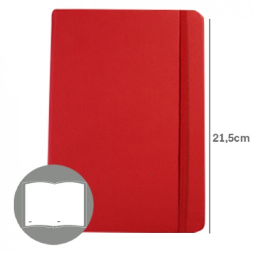 Bloco Notas Liso 21,5x14,5cm Semi Pele Vermelho 116Fls