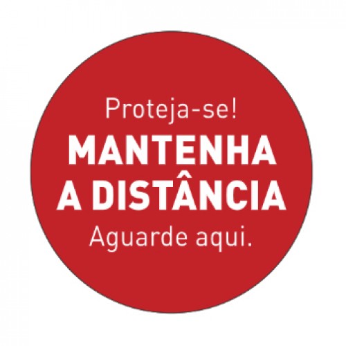 Sinalética MANTENHA A DISTÂNCIA Vinil Portas 347x347mm
