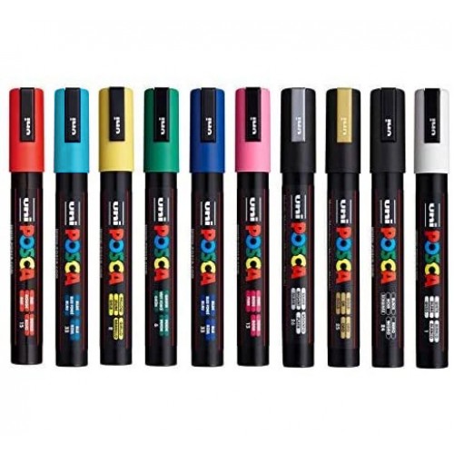 Marcador Uniball Posca PC-5M 1,8mm 10 Cores 10un