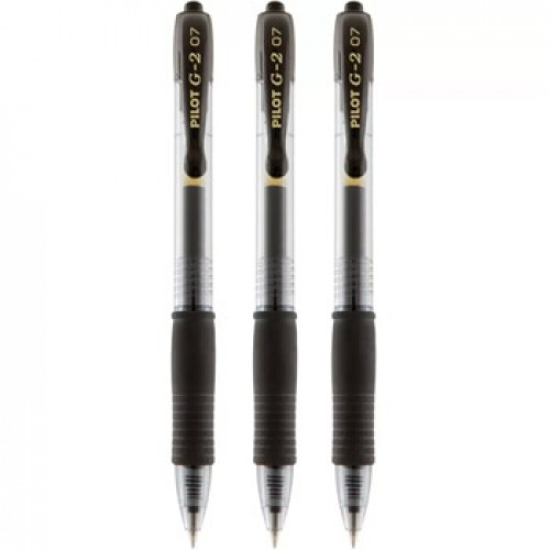 Esferográfica Gel Pilot G-2 Retrátil Preto 0,7mm 3un