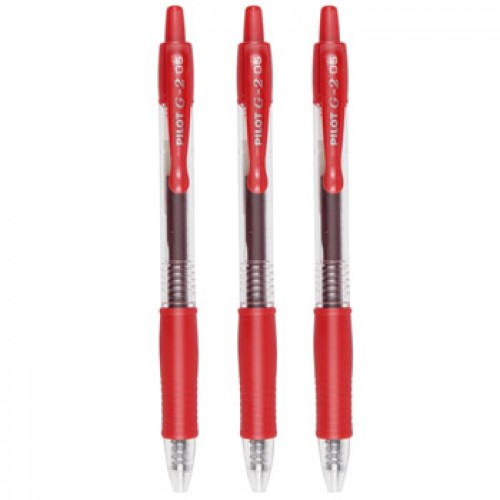 Esferográfica Gel Pilot G-2 Retrátil Vermelho 0,5mm 3un