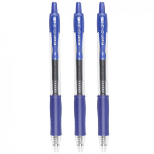 Esferográfica Gel Pilot G-2 Retrátil Azul 0,5mm 3un