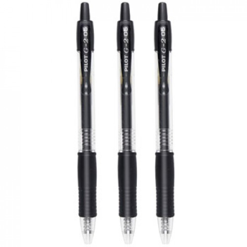 Esferográfica Gel Pilot G-2 Retrátil Preto 0,5mm 3un