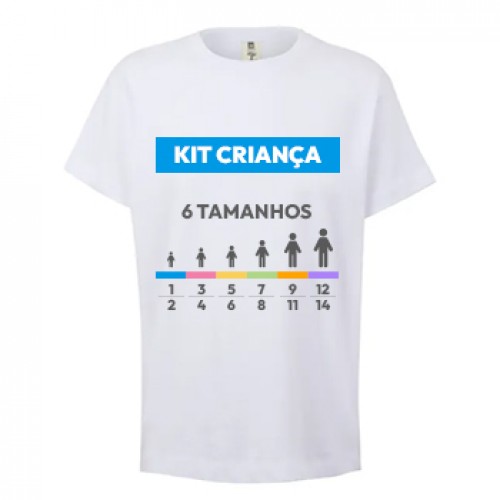Kit Amostra - T-Shirt Criança Branco Vários Tamanhos 6un