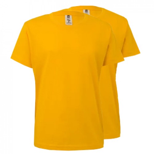 T-Shirt Criança Algodão 155g Amarelo Tamanho 9/11 Pack 2un