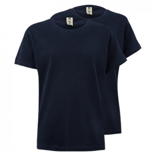 T-Shirt Criança Algodão 155g Azul Navy Tamanho 5/6 Pack 2un