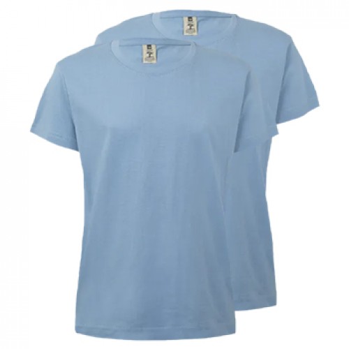 T-Shirt Criança Algodão 155g Azul Fog Tamanho 12/14 Pack2