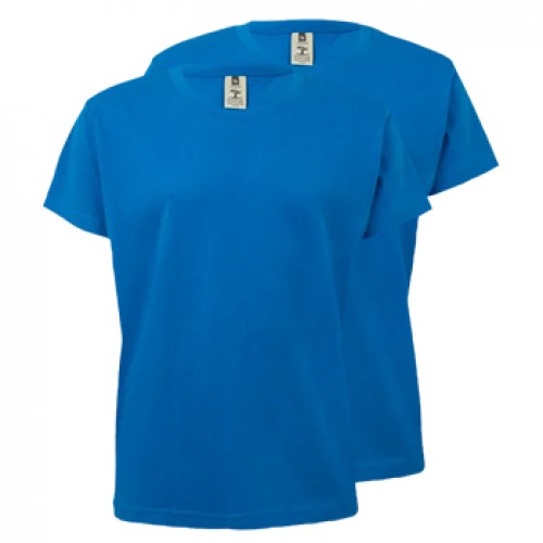 T-Shirt Criança Algodão 155g Azul Turquesa Tam 3/4 Pack2