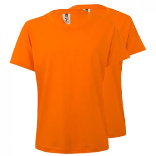 T-Shirt Criança Algodão 155g Laranja Tamanho 5/6 Pack 2un