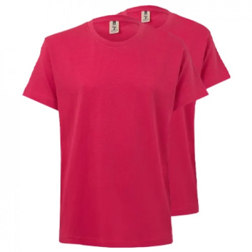 T-Shirt Criança Algodão 155g Rosa Forte Tamanho 9/11 Pack2