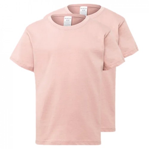 T-Shirt Criança Algodão 155g Rosa Pastel Tamanho 12/14 Pack2