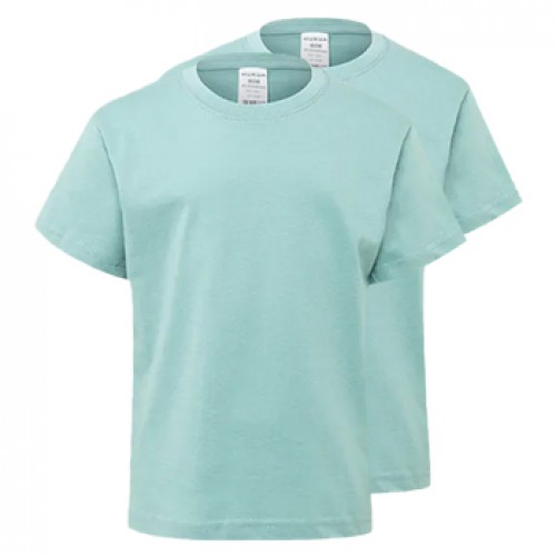 T-Shirt Criança Algodão 155g Verde Pastel Tam 7/8 Pack 2un