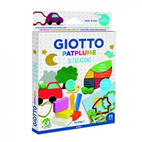 Conjunto Plasticina 12 Cores Giotto Patplume 23 Peças