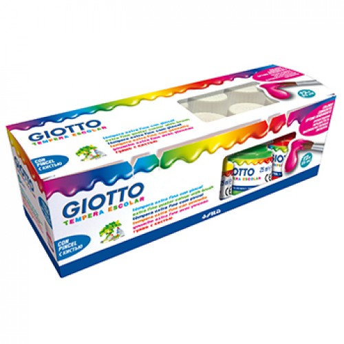 Guache Líquido 25mlx12 Giotto Escolar 12 Cores + Pincel