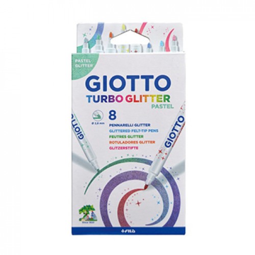 Marcador Feltro Giotto Turbo Glitter Pastel 8 Cores
