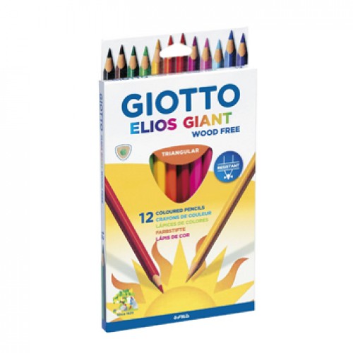 Lápis Cor 12un Cx Cartão Giotto Elios Giant 18cm