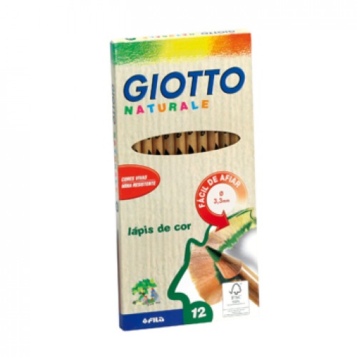 Lápis Cor 12un Cx Cartão Giotto Natural 18cm