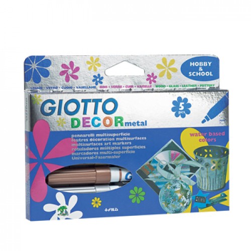 Marcador Pintura Giotto Decor Metal Cx 5 Cores Sortidas