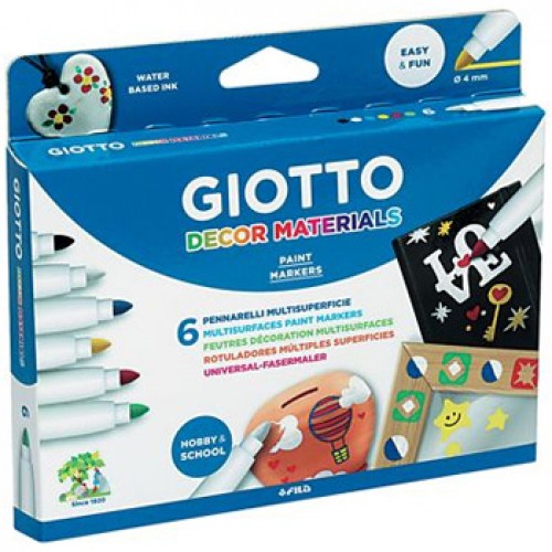 Marcador Pintura Giotto Decor Materials Cx 6 Cores Sortidas