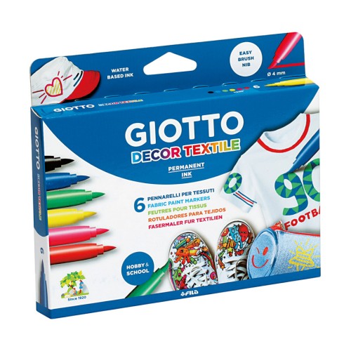 Marcador Tecidos Giotto Decor 6 Cores 6un