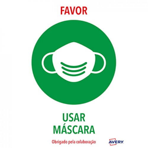 Sinalética Usar Máscara Adesivo A4 2un