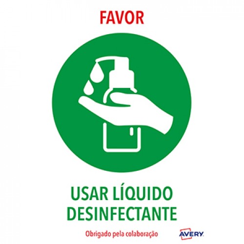 Sinalética Usar Liquido Desinfetante Adesivo A4 2un
