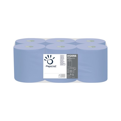Rolo Espiral Azul 135mx20cm 22g 2Fls PAPERNET Picotado 6un