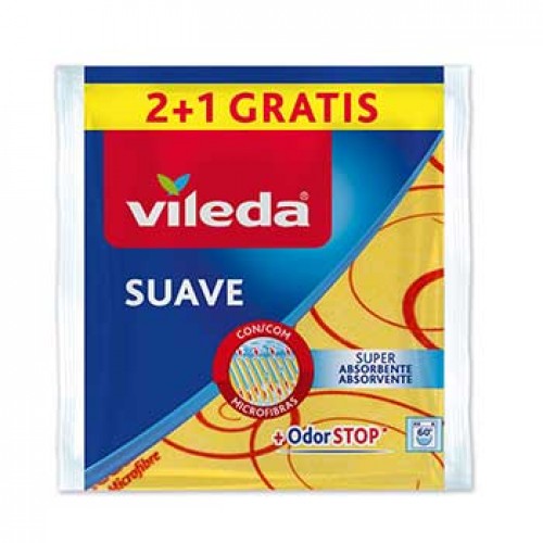 Pano Multiusos 35x40cm Suave Amarelo Vileda 2+1 Grátis