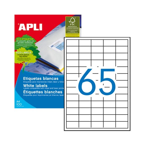 Etiquetas 038x021,2mm 100Fls 01283 Apli 6500un