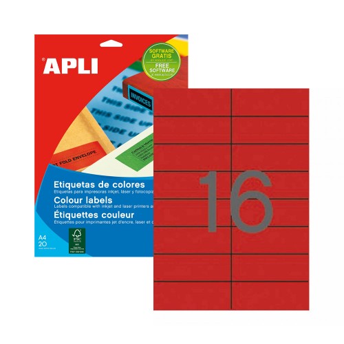 Etiquetas 105x037mm 20Fls A4 Vermelho Apli 320un