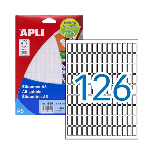 Etiquetas 008x020mm 15Fls A5 01858 Apli 1890un