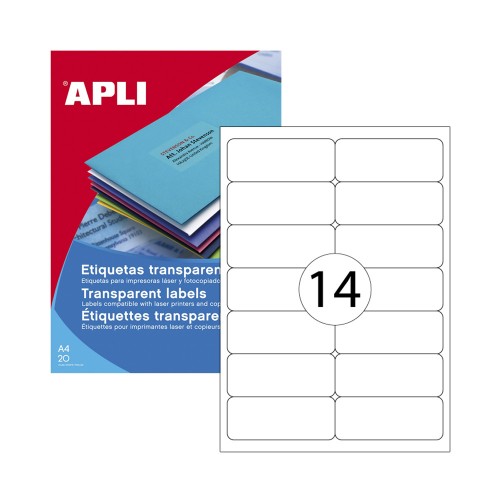 Etiquetas 099,1x038,1mm 20Fls A4 Transparente Apli 280un