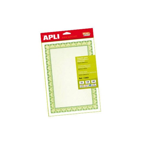 Papel Apli 11969 115gr A4 Cert. Verde Emb.10