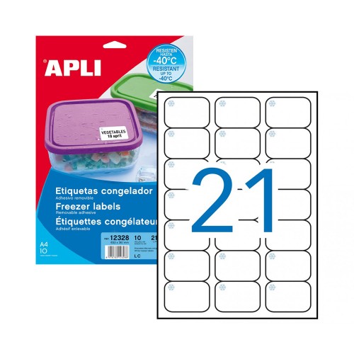 Etiquetas Congelação 63,5x38,1mm APLI A4 10 Folhas 210un