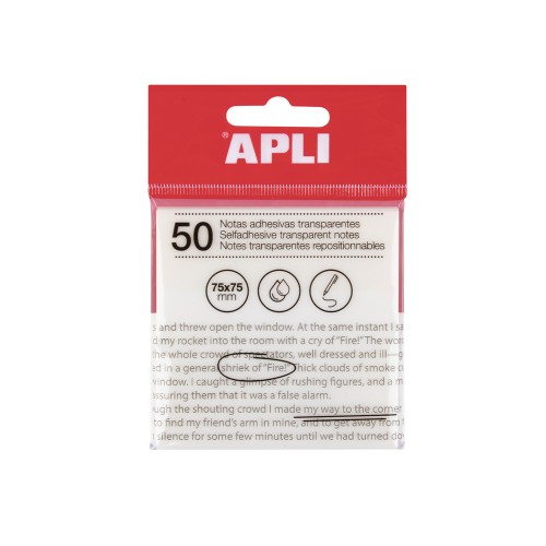 Bloco Notas Aderentes 075x075mm Apli Transparente 50Fls