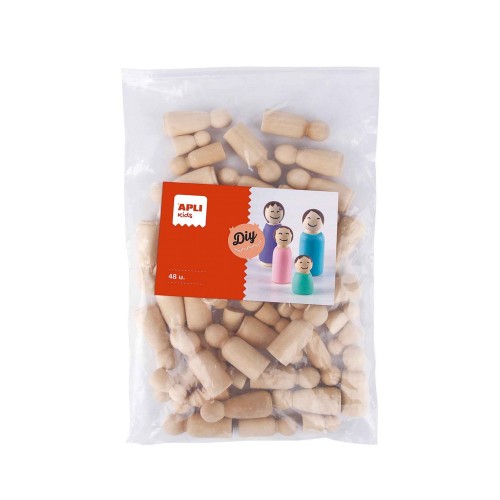 Bonecos Madeira (Manualidades) Apli Cor Natural 48un