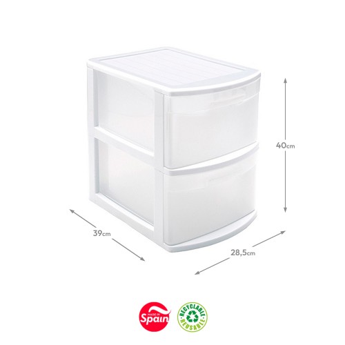 Bloco 2 Gavetas Plástico Tamesis 39x28,5x40cm Branco