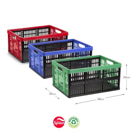 Caixa Dobrável Arrumação Plástica 48x35x24cm 32L Sortido