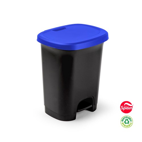Contentor 27L Plástico c/Pedal Preto c/Tampa Azul