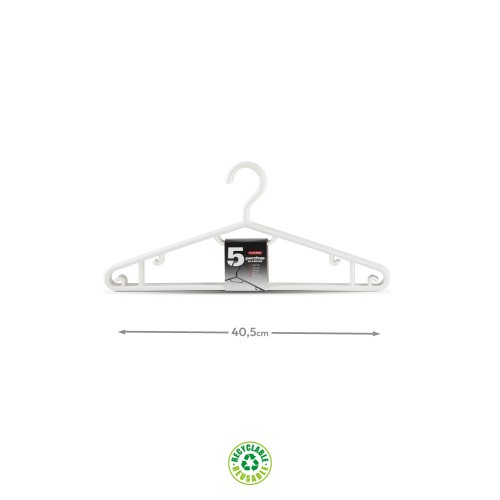 Cabide 40,5x18x3,3cm Branco 5un