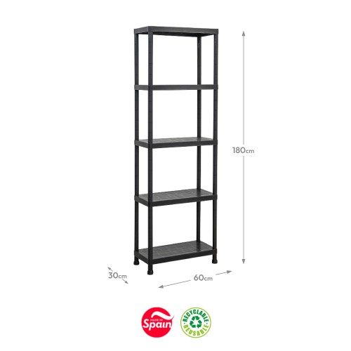 Estante 5 Prateleiras Stack 30x60x180cm Preto