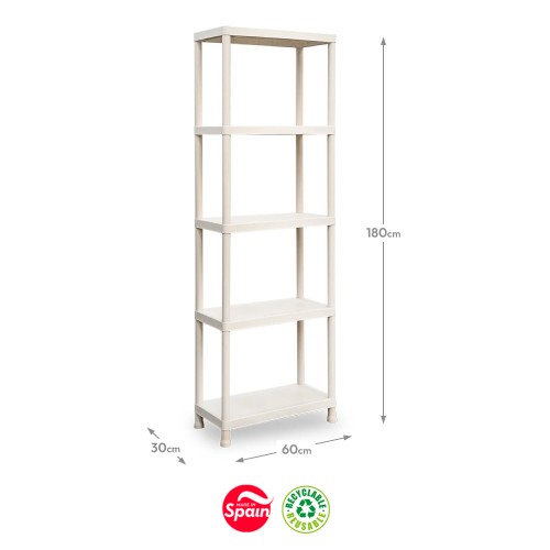 Estante 5 Prateleiras Stack 30x60x180cm Bege