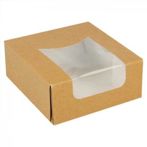 Caixa Cartão Kraft c/Janela Sushi 10x10x4cm 50un