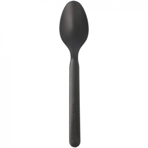 Colheres Sopa C-PLA Reutilizáveis 16cm Preto 50un